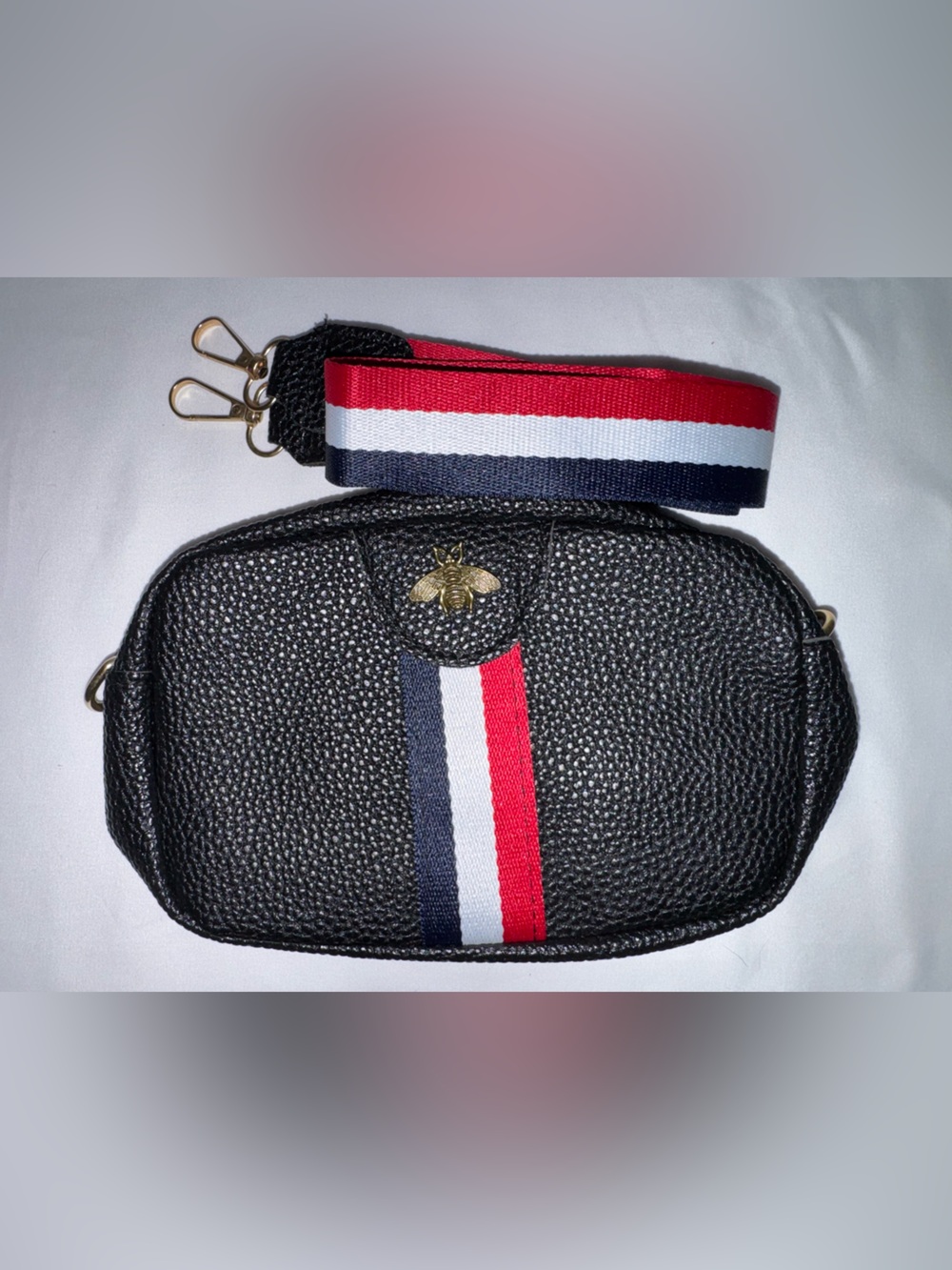 Crossbody Bag with Red-White-Blue Strap
